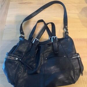 B. Makowsky Black Leather Shoulder Bag